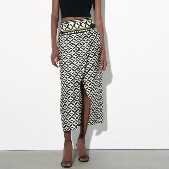 Zara Printed Wrap Skirt New - Picture 7 of 11